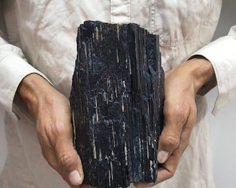 Cristal de turmalina negra en bruto, piedra de turmalina cruda para curación, trozos de piedras de protección natural, piedra de turmalina de forma libre, regalo.