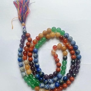 Collana Mala con sette chakra: collana per meditazione yoga, 8 mm