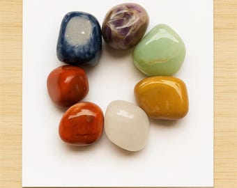7 Chakra Healing Tumbled Stone Set, Polished Chakra Tumbled Stones, Energy Balancing & Spiritual Healing, Beginner Crystal Kit, Gift Crystal