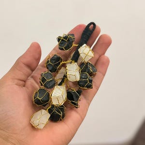Black Tourmaline And Selenite Wall Hanger, Car Hanging & Door Hanger Healing Crystal, Spiritual Decor, Energy Protection Amulet For Home.