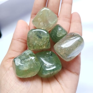 Prehnite Tumbled Stone: Polished Green Crystal for Healing (15-20mm, Bulk Available)