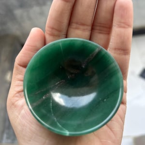 Green Jade Crystal 2 Inch Polished Gemstone Bowl For Protection, Decor, Energy Charging, Crystal Trinket Holder & Meditation Bowl For Gift.