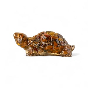 Tiger Eye Orgonite Turtle | Feng Shui Wealth, Prosperity & Good Luck | Crystal Tortoise Figurine | Vastu Money Home Decor | Spiritual Gift