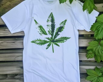 Anthropomorphic Cannabis Leaf Silhouette Tee - Nature's Spirit Embodied