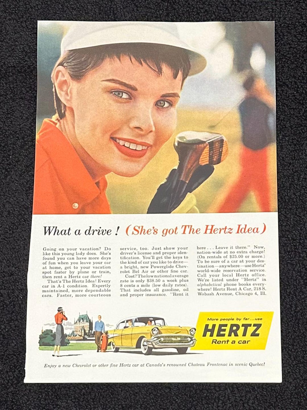 1957 Chevy Bel Air 4 Door Vintage Ad ‘57 Chevrolet Hertz Original Print ...