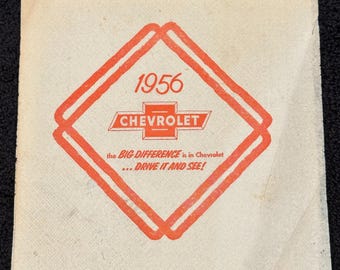1956 Chevrolet Dealer Promotional Napkin The Big Difference Drive It And See ‘56 Chevy Vintage Antique Paper Auto Car Collectible Ad