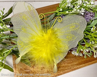 Butterfly Decorations Girls Bedroom Kids Room Baby Nursery Home House Playroom Wedding Birthday Shower Nylon Mesh Fake Decor Yellow Marabou