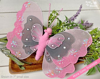 Wall Ceiling Hanging Butterfly Decorations Girls Bedroom Decor Playroom Home Birthday Baby Shower Nursery Bedroom Pink Gray Triple Layered