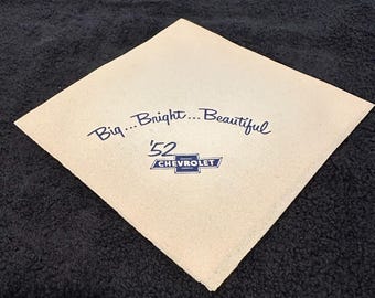 1952 Chevrolet Big Bright Beautiful Dealer Promotional Napkin ‘52 Chevy Vintage Antique Paper Auto Car Collectible Advertisement