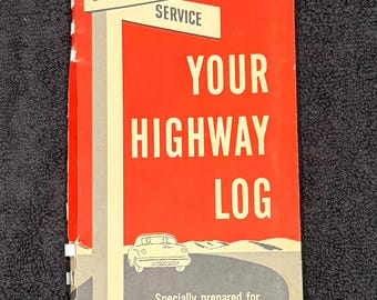 1958 Vintage Highway Log Map California Standard Travel Information Oil Co. Chevron Standard Station ‘58 Antique Spiral