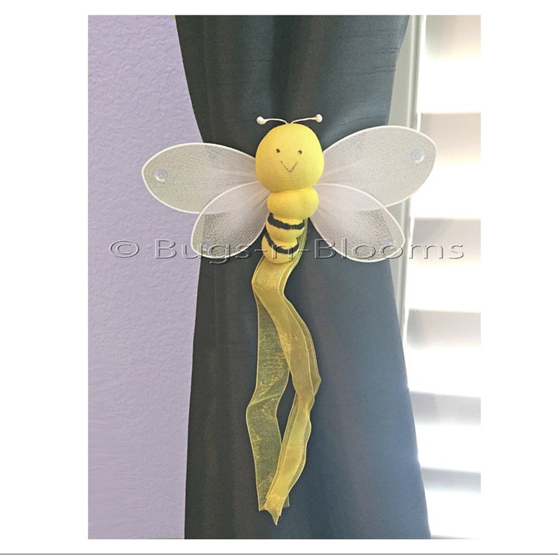 Bumblebee Curtain Tieback Pair / Set Bumble Bee Window Etsy
