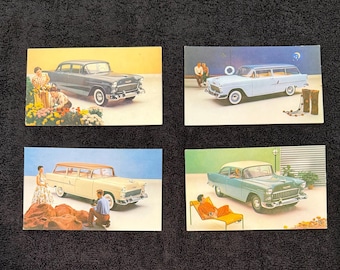 Vintage Postcards 1955 Chevy Chevrolet 2 Door Sedan 4 Door Station Wagon Cards 55 Car Automobile Memorabilia Ephemera Sold Individually