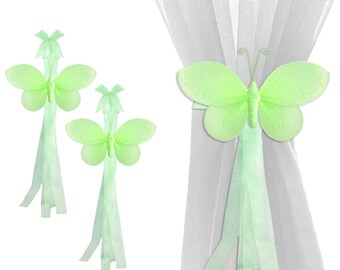 Drapery Tie Backs Curtain Tiebacks Holdbacks Home Decoration Sheers Pulls Pullbacks Kids Room Playroom Bedroom Home Green Flutter Butterfly