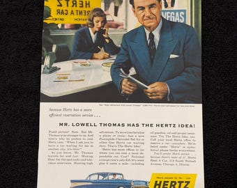 1957 Chevy Bel Air 4 Door Vintage Ad ‘57 Chevrolet Hertz Original Print Magazine Advertisement Antique  Blue Ephemera