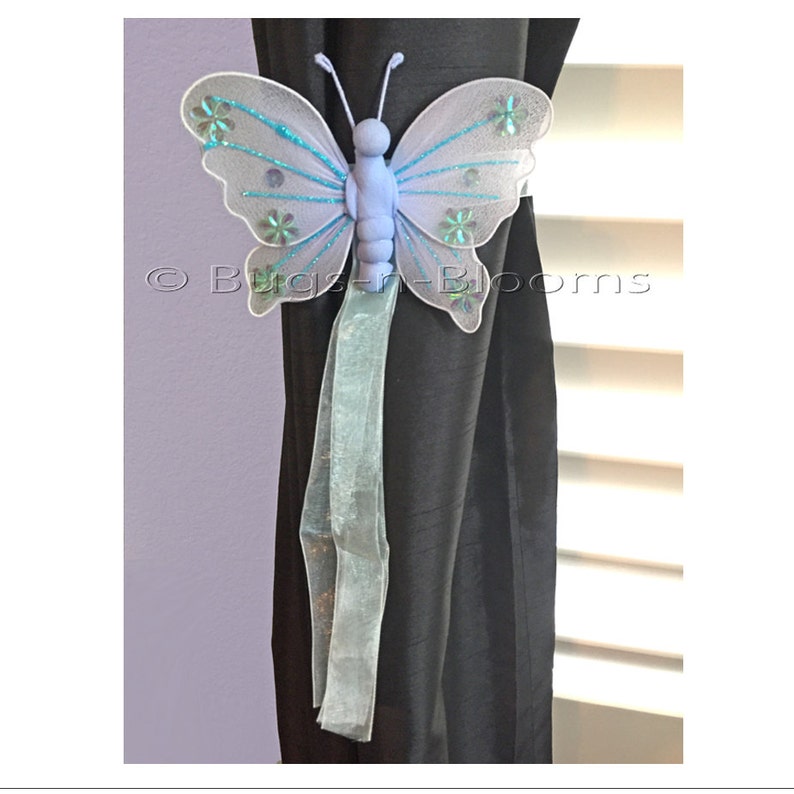 Home Garden Butterfly Tiebacks Curtain Holder Blue Jewel Girl