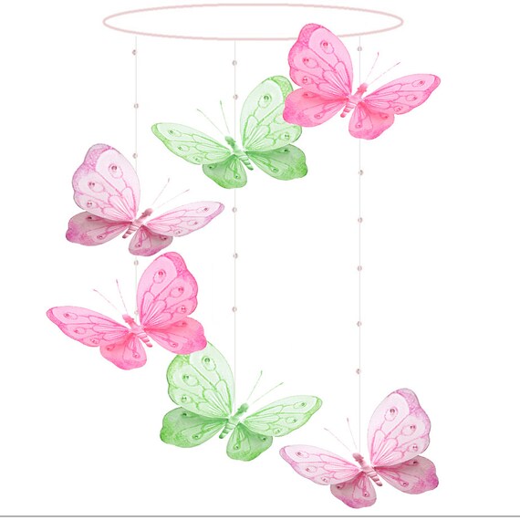 Butterfly Mobile Baby Mobile Ceiling Mobile Hanging Mesh Butterfly Crib Mobile Baby Room Decor Nursery Decor Nursery Mobiles Girl Shimmer