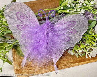 Purple Nylon Hanging Butterfly Decoration Wall Ceiling Garden Baby Nursery Playroom Bedroom Home Table Centerpiece Craft Bride Decor Marabou