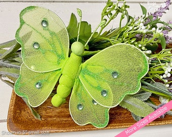 Butterfly Hanging Decorations Nylon Mesh Butterflies Girls Nursery Bedroom Wall Ceiling Wedding Table Baby Shower Home Decor Green Shimmer