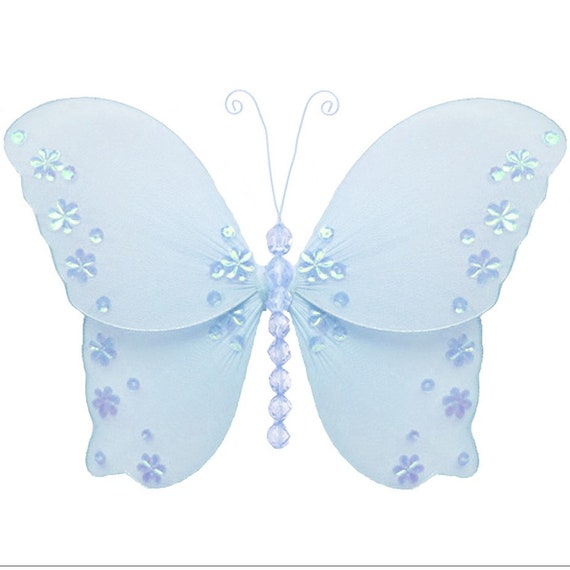 Butterfly Wedding Decor Fake Hanging Fabric White Butterflies Decorate Baby Girl Nursery Bedroom Ceiling Wall Birthday Bridal Shower Twinkle