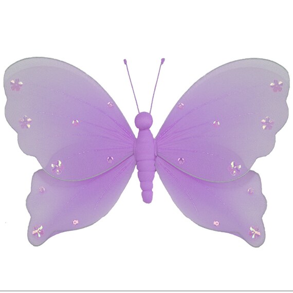 Purple Nylon Butterfly Decor Fake Hanging Butterflies Decorate Etsy