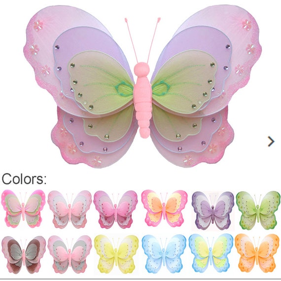 Hanging Butterfly Large 13 Pink White Triple Layered Nylon Mesh