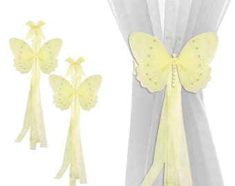 Curtain Holdbacks Sheer Tie Backs Window Pullbacks Tiebacks Nursery Ties Room Drapery Holders Child Tie-Backs Decor Yellow Glitter Butterfly