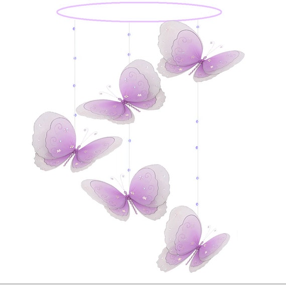 Nursery Mobile Butterfly Baby Butterflies Baby Hanging Crib Ceiling Nylon Room Decor Girl Bedroom Decoration Artificial Spiral Multi Layered