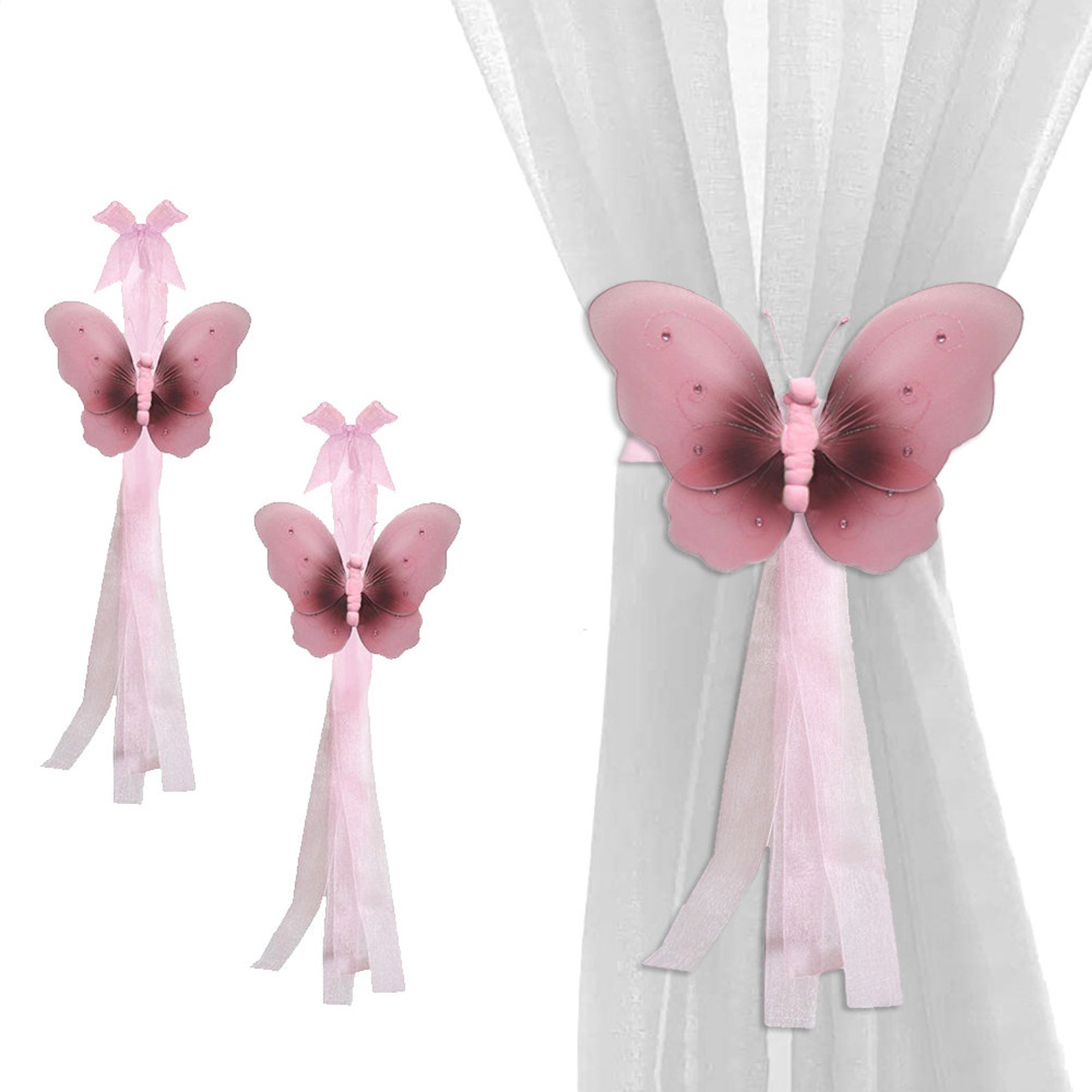 Cute Butterfly Curtain Tiebacks Sheer Holdbacks Window Etsy