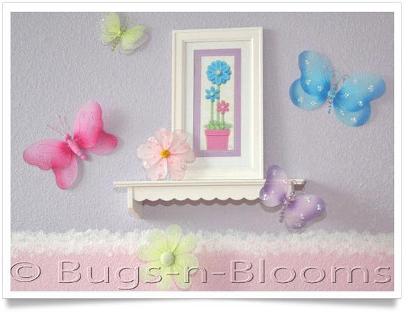 Butterfly Ceiling Decorations Nylon Hanging Butterflies Purple Butterfly Decor Girls Room Baby Nursery Bedroom Wall Fake Fabric Baby Shower