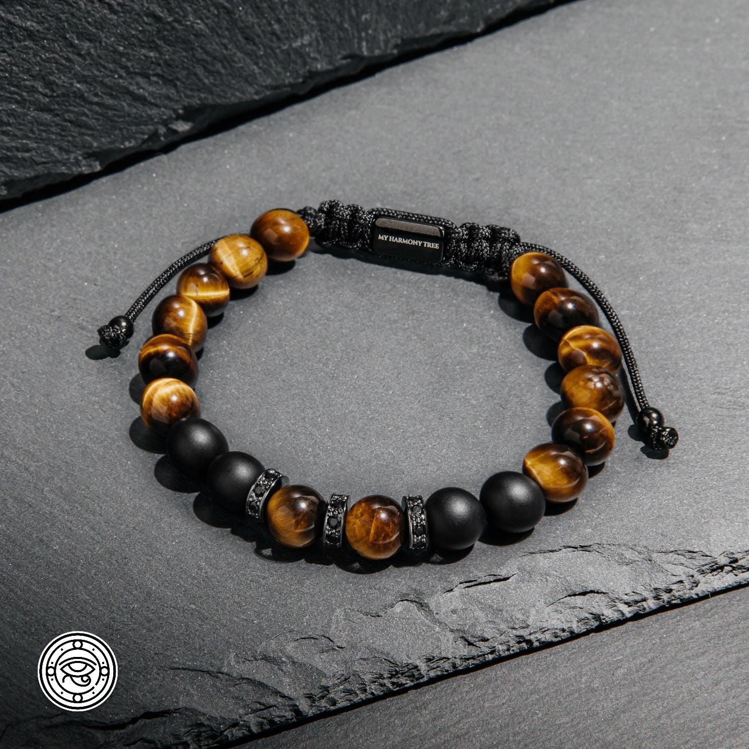 Men's Black Onyx Tiger Eye Bracelet Gift Set - Romantic Anniversary Present