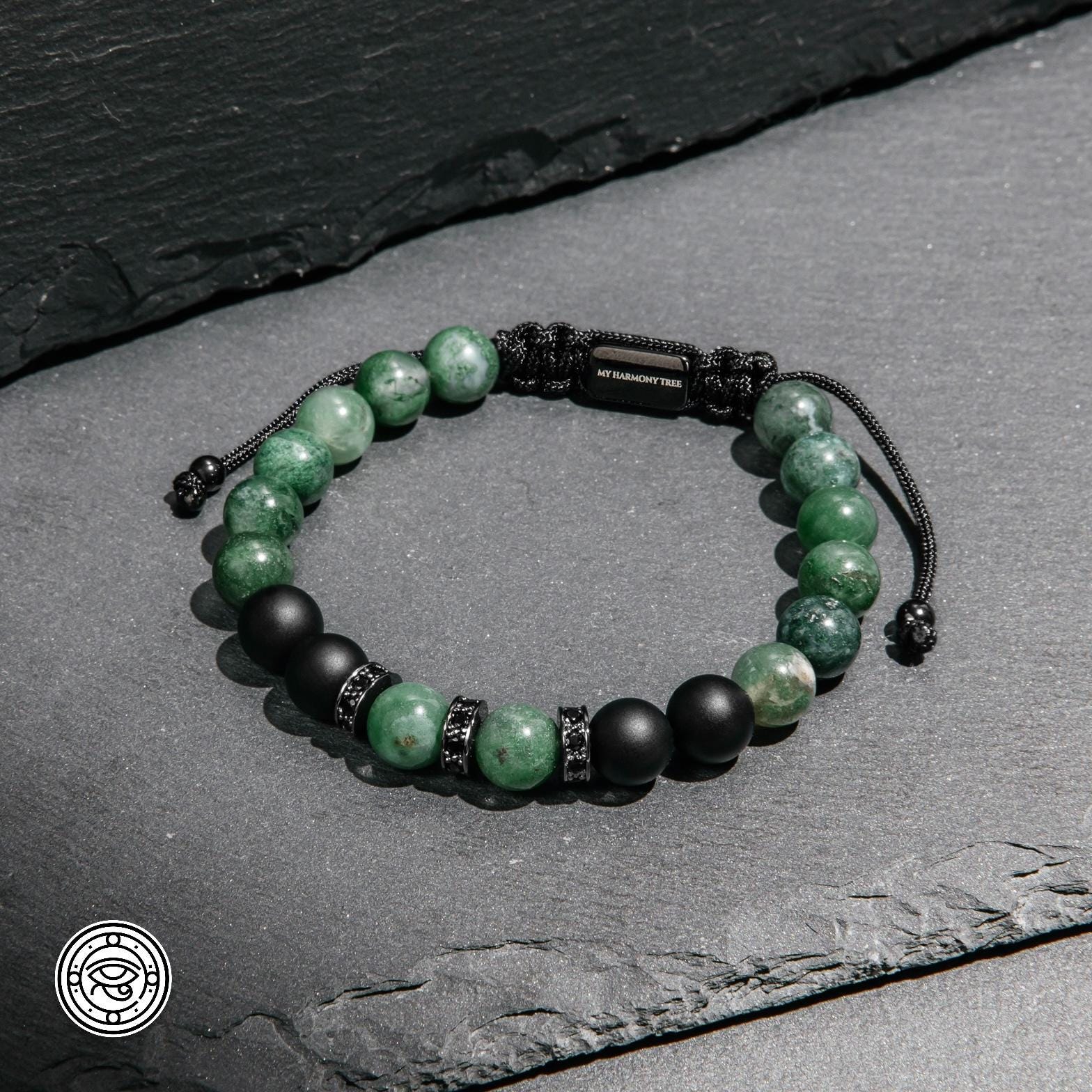 GEMMAOVE ブラックジェイド ブレスレット[13コマ] Jade bracelet - Etsy 日本
