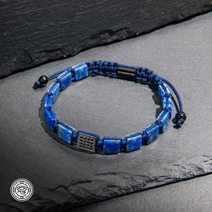 Lapis lazuli en kristallen blauwe natuursteen verstelbare armband, cadeau voor hem, vader, echtgenoot, bescherming spirituele genezing krachtig, heren