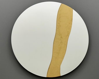 Handmade Golden River Modern Mirror, Unique Shaped Handcrafted Mirror, One of a Kind Glass Wall Art