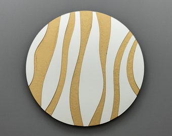 Contemporary Gold Hand-Cut Mirror, Unique Shaped Crafted Mirror, One of a Kind Glass Wall Art