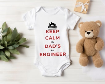 Keep Calm My Dad's An Engineer, Baby Bodysuit, Daddy, Engineer, Newborn, Unisex, Baby Shower Gift, Baby Gift, Baby Clothes, Onesie