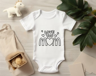 Love You Mom, Mothers Day, Baby Bodysuit, Baby Bodysuit, Mother's Day, Newborn, Unisex, Baby Shower Gift, Baby Gift, Baby Clothes, Onesie