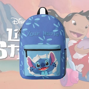 Personalized Lilo And Stitch Backpack, Cartoon Stitch Custom Backpack, Disney Lovers Backpack, Stitch Lovers Gift, Back To School Backpack