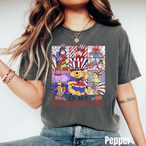 T-shirt ample patriotique ourson, T-shirt graphique My Patriotic Era, T-shirt Cartoon Friends 4 juillet, T-shirt graphique Fête de l'indépendance des États-Unis