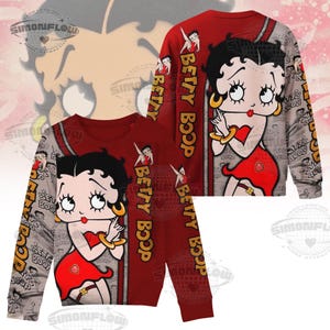 Betty Boop Custome Sweatshirt, Cute Betty Boop Hoodie , Disney Cartoon Hoodies, Betty Boop Kiss Shirt, Matching Christmas Group Shirt
