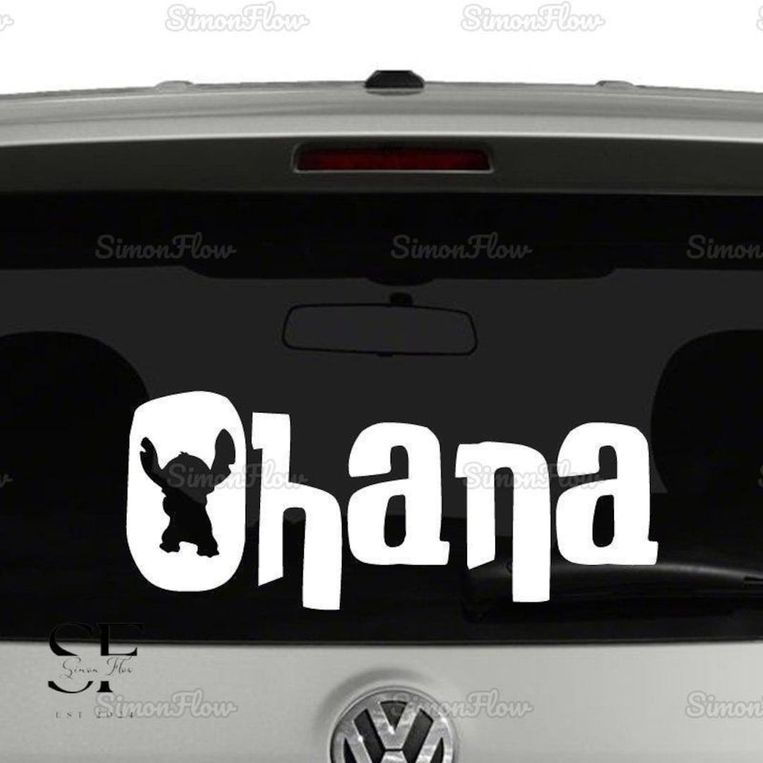 Stitch Ohana Car Decal, Disney Stitch Car Sticker, Cute Stitch Car