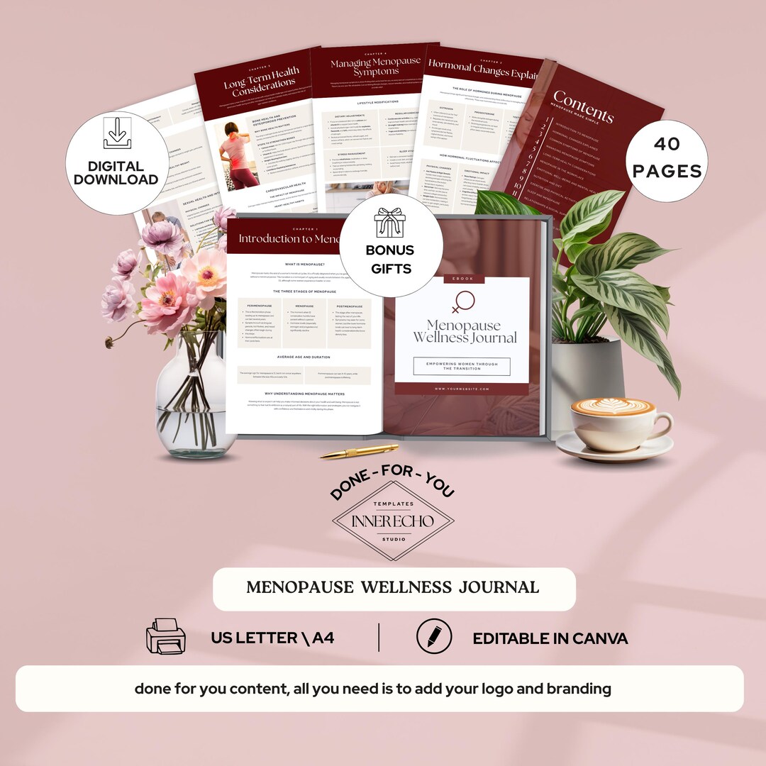 Menopause Wellness Journal,client Guide, Canva Editable Template ...