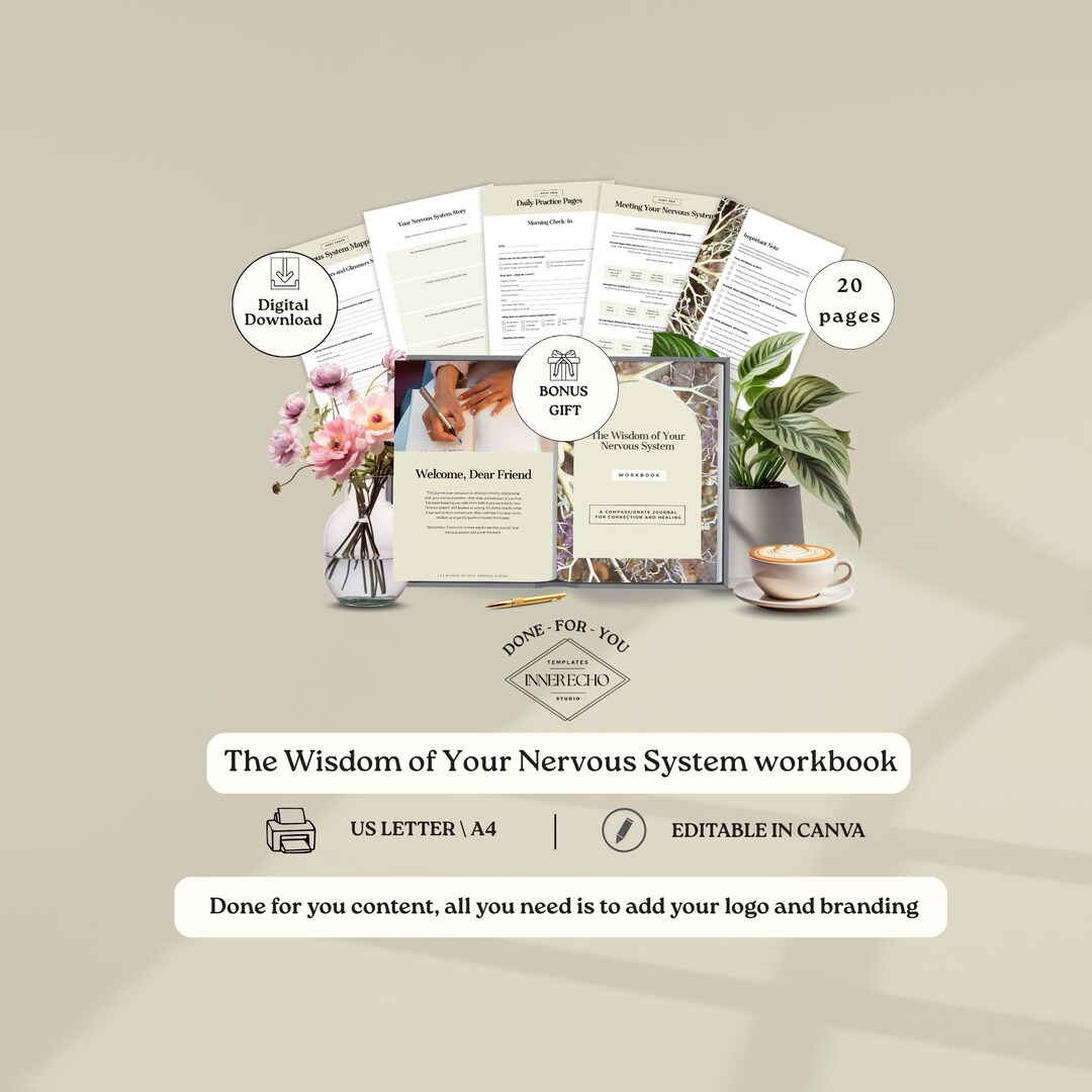 Nervous System Workbook Canva Template Somatic Healing Journal ...
