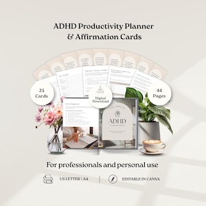 ADHD Productivity planner, Coaches, Therapists, Habit Tracker, Coaching Client Tools, Therapy Toolkit, Life Coach, Canva Editable Template