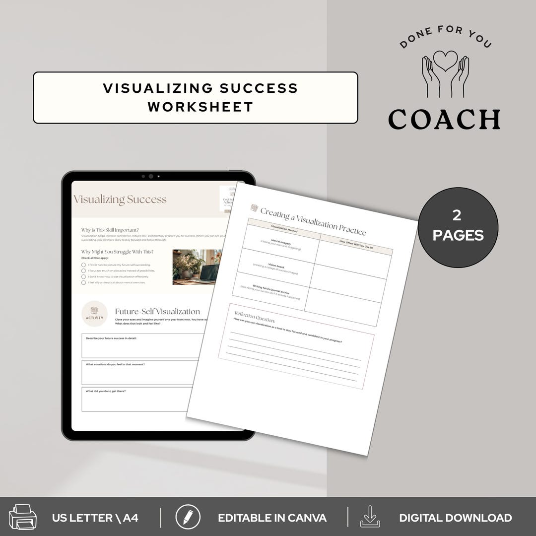 Visualization Worksheet Canva Template, Future Self Exercise for ...