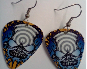 Spiral Skull Guitar Pick Earrings