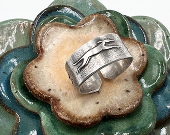 Running Greyhounds Ring - Sterling Silver - Greyhound - Whippet - Galgo - Italian Greyhound - Adjustable - Greyhound Jewelry - Ready To Ship