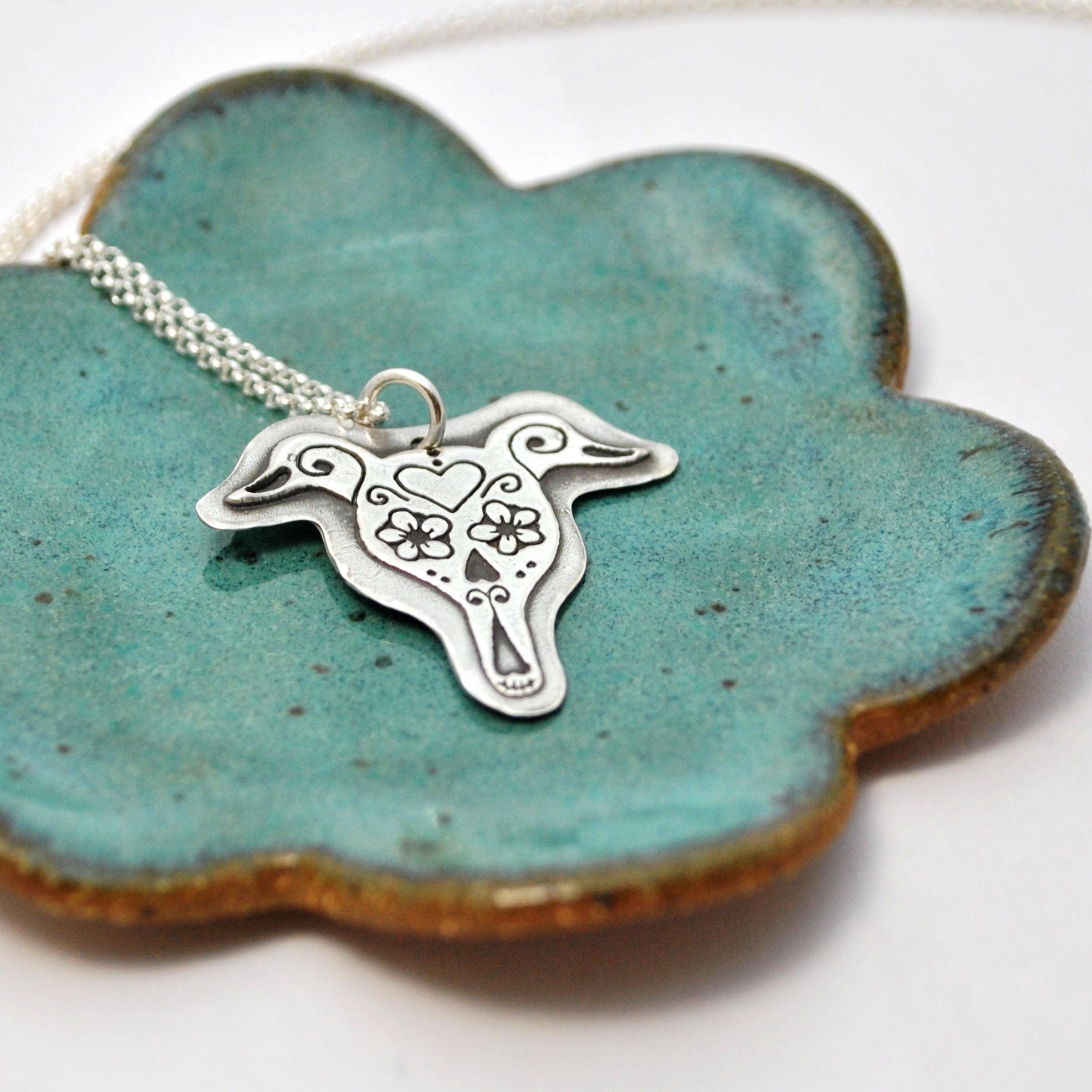 Sugar Skull Greyhound Necklace Greyhound Remembrance | Etsy