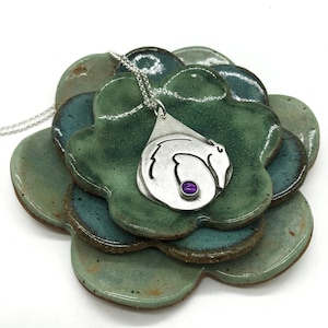 Amethyst Tucked Greyhound Necklace - Greyhound - Greyhound Jewelry - Galgo - Whippet - Italian Greyhound - Greyhound Necklace
