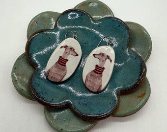 Greyhound Earrings - Ceramic - Greyhound - Whippet- Galgo - Italian Greyhound - Greyhound Jewelry - Dog Jewelry - Handmade