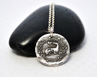 Hurt No Living Thing Necklace - PETITE SIZE - Greyhound - Poetry - Animal Lover - Animal Advocate Jewelry - Animal Welfare -  Fine Silver